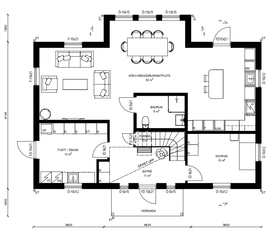 Planritning Villa Mossgård — Plan 1
